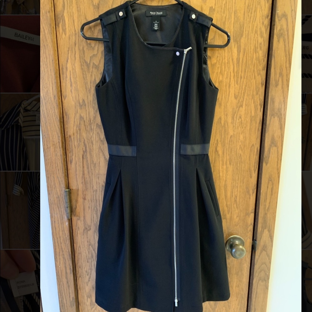 White House Black Market Black Sleeveless Mini Dress with Asymmetrical Zipper